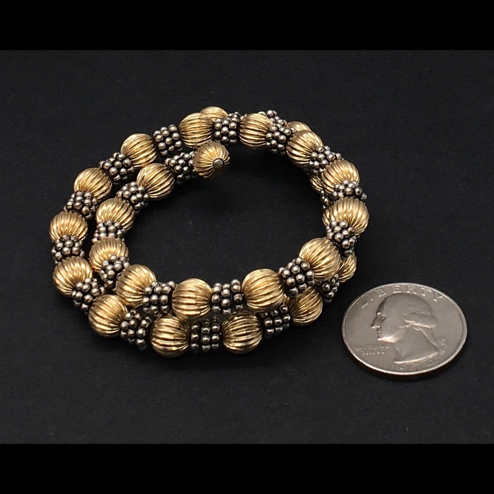 Gold & Silver Ball Bead Bracelet Wrapped Around - Picture 2 of 4